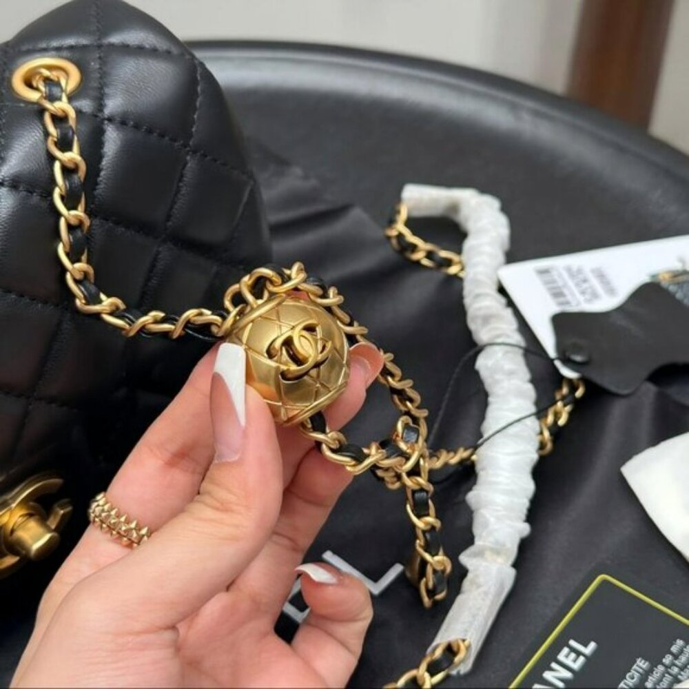 Chanel Mini Black Lambskin Rectangular Pearl Crus… - image 4